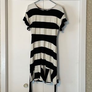 Black and white stripe knit loft dress